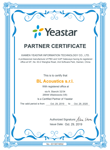 BL Acoustics è partner certificato Yeastar